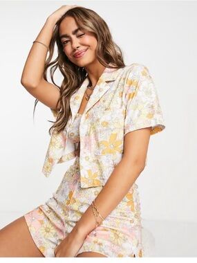 Miss selfridge floral short lounge set size 8